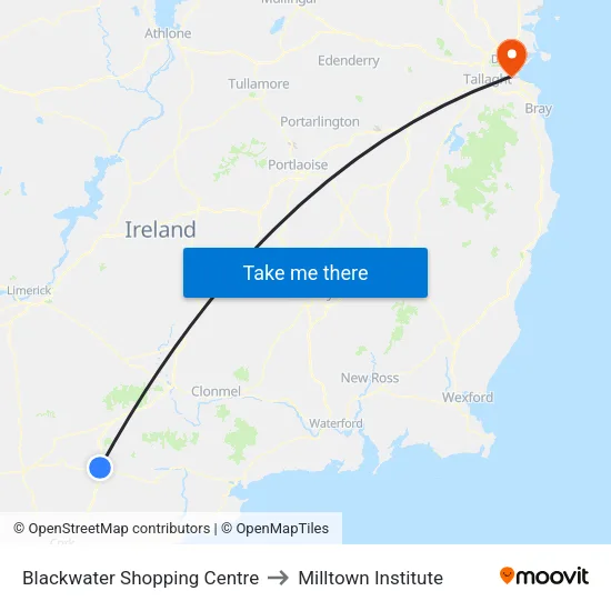 Blackwater Shopping Centre to Milltown Institute map