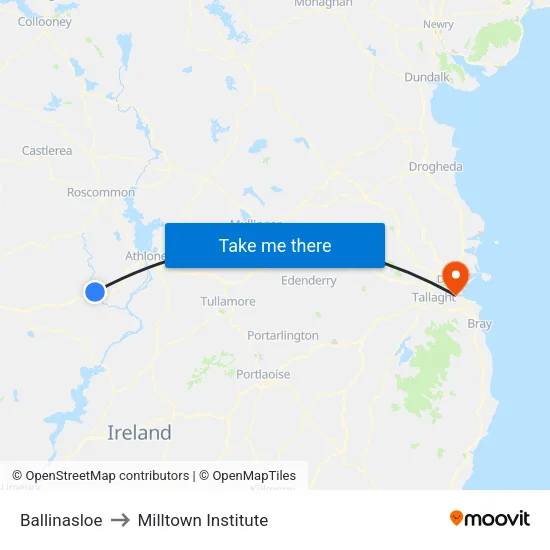 Ballinasloe to Milltown Institute map