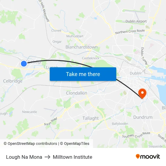 Lough Na Mona to Milltown Institute map