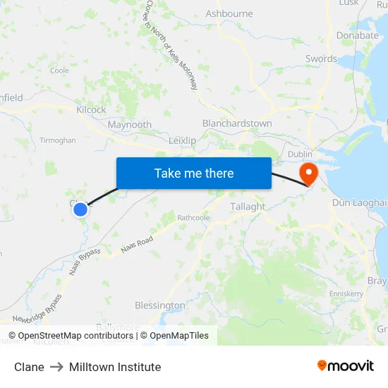 Clane to Milltown Institute map