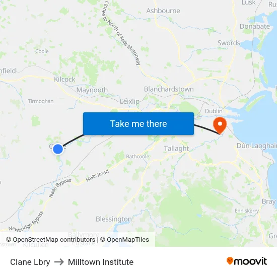 Clane Lbry to Milltown Institute map