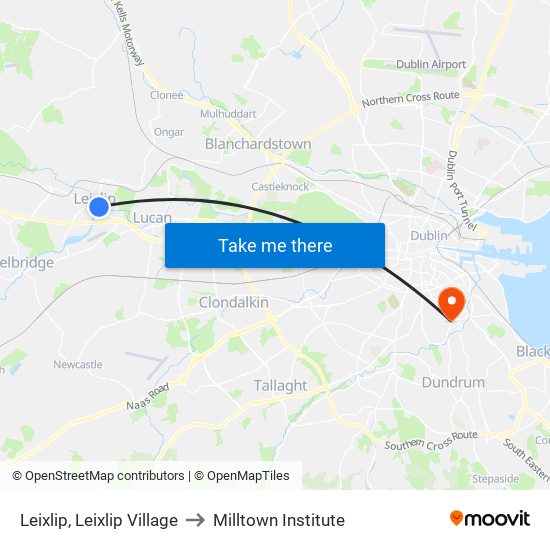 Leixlip, Leixlip Village to Milltown Institute map