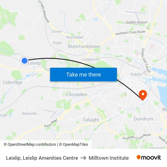 Leixlip, Leixlip Amenities Centre to Milltown Institute map