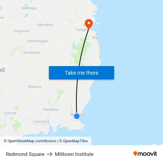 Redmond Square to Milltown Institute map