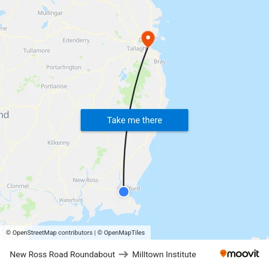 New Ross Road Roundabout to Milltown Institute map