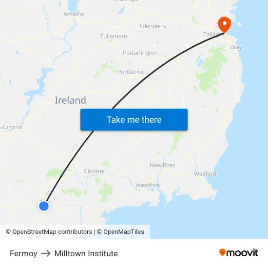 Fermoy to Milltown Institute map