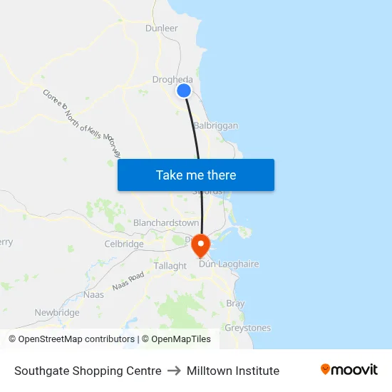 Southgate Shopping Centre to Milltown Institute map