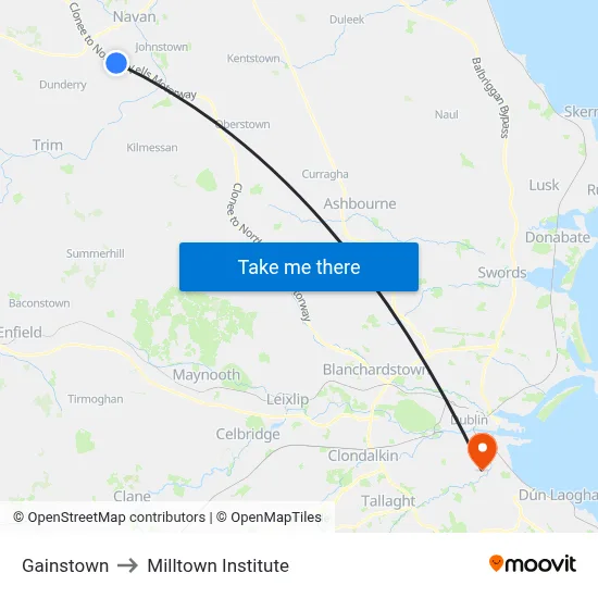 Gainstown to Milltown Institute map