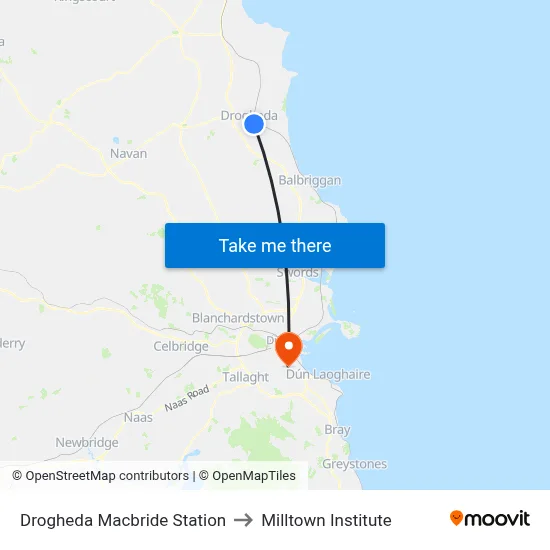 Drogheda Stn to Milltown Institute map