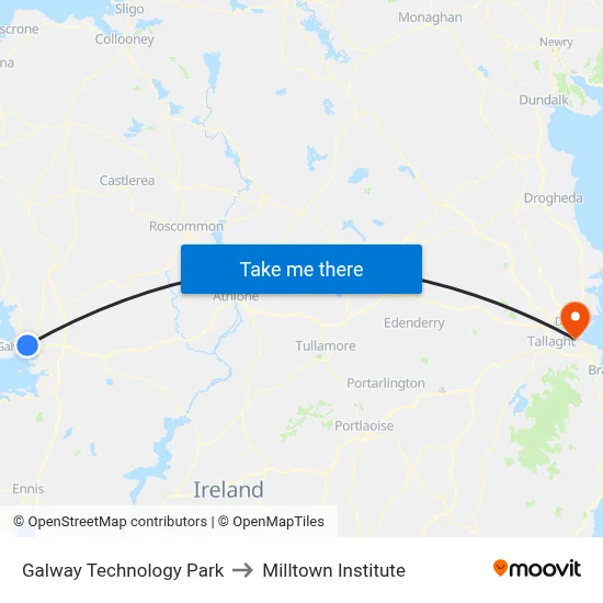Galway Technology Park to Milltown Institute map