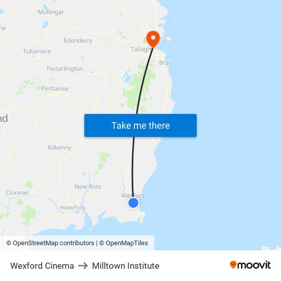 Wexford Cinema to Milltown Institute map