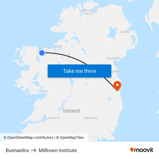 Bunnanilra to Milltown Institute map