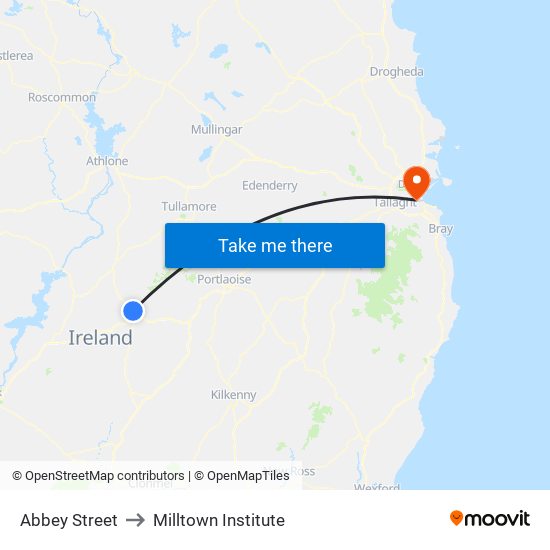 Abbey Street to Milltown Institute map