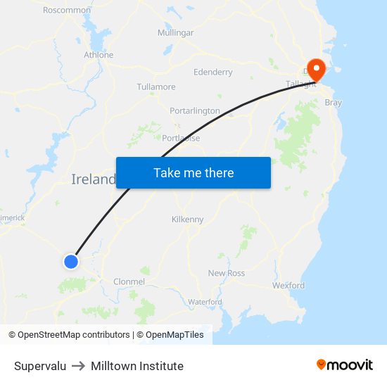 Supervalu to Milltown Institute map