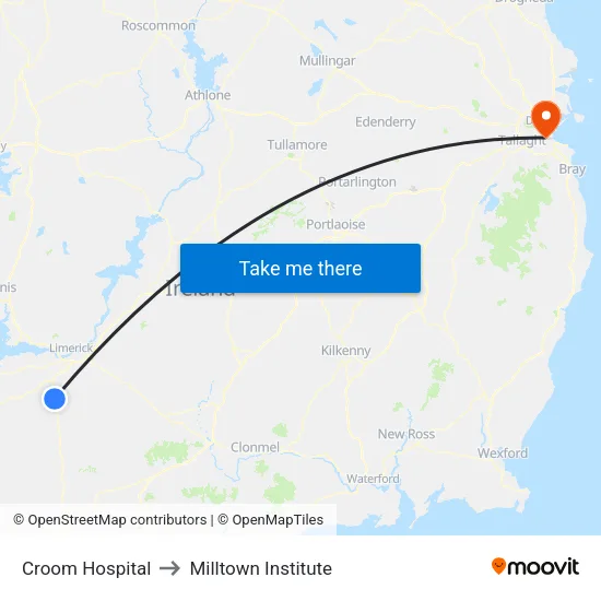 Croom Hospital to Milltown Institute map