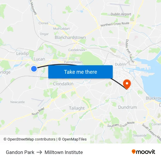 Gandon Park to Milltown Institute map