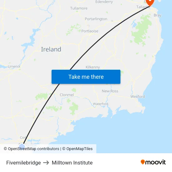 Fivemilebridge to Milltown Institute map