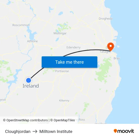 Cloughjordan to Milltown Institute map