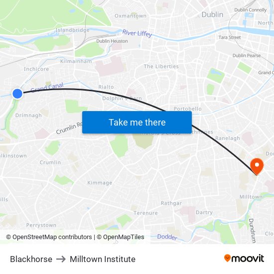 Blackhorse to Milltown Institute map