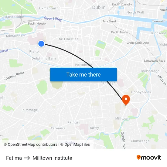 Fatima to Milltown Institute map