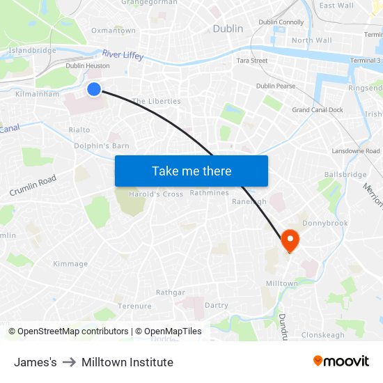 James's to Milltown Institute map