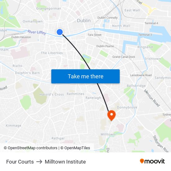 Four Courts to Milltown Institute map