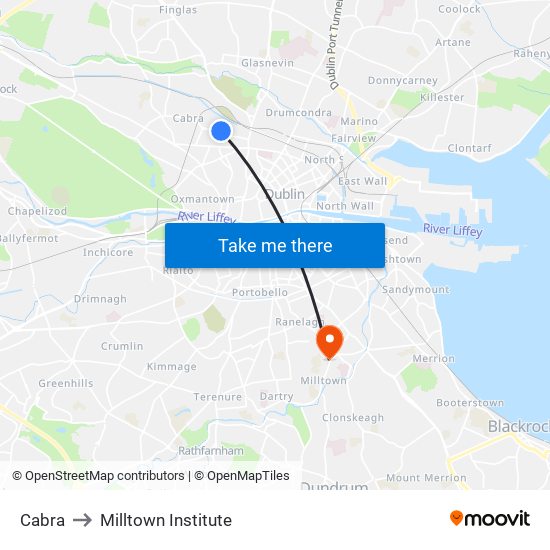Cabra to Milltown Institute map