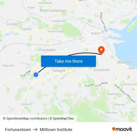 Fortunestown to Milltown Institute map
