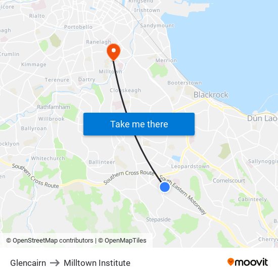 Glencairn to Milltown Institute map