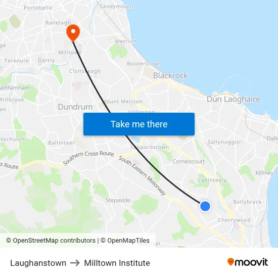 Laughanstown to Milltown Institute map