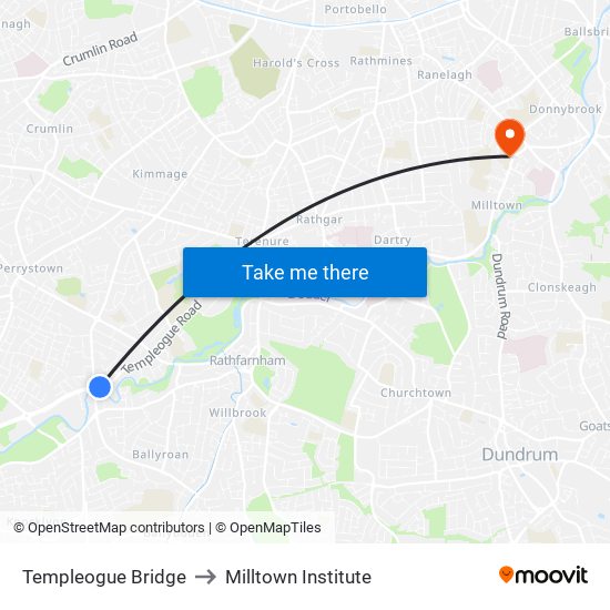 Templeogue Bridge to Milltown Institute map