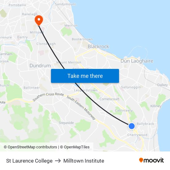 St Laurence College to Milltown Institute map