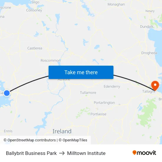 Ballybrit Business Park to Milltown Institute map