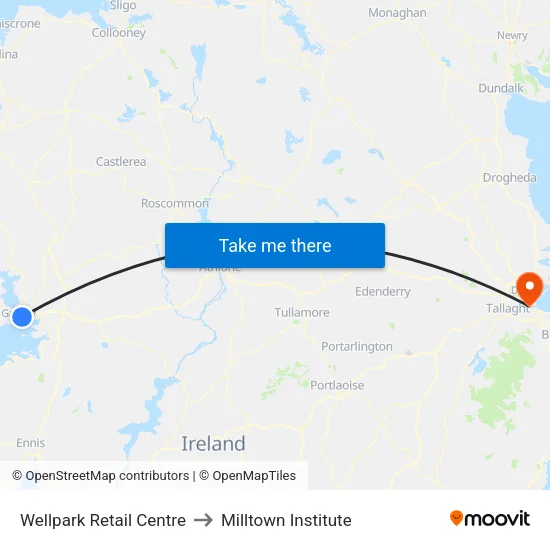 Wellpark Retail Centre to Milltown Institute map