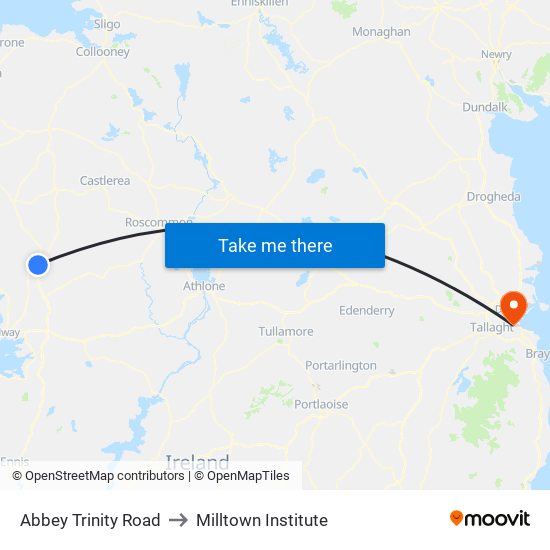 Abbey Trinity Road to Milltown Institute map