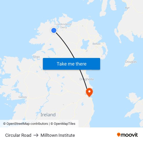 Gormleys Centra to Milltown Institute map