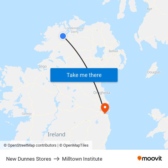 New Dunnes Stores to Milltown Institute map