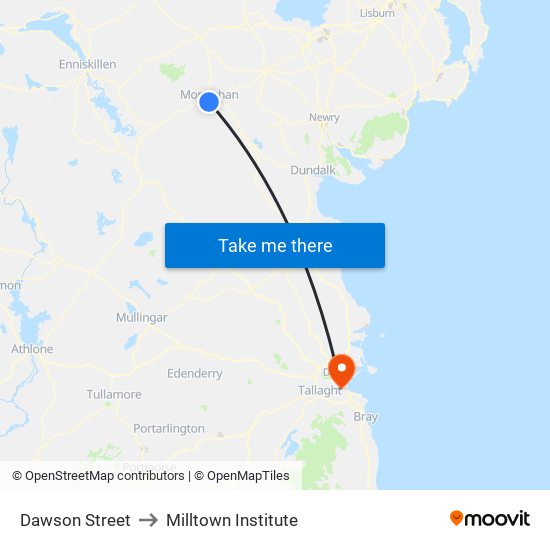 Dawson Street to Milltown Institute map