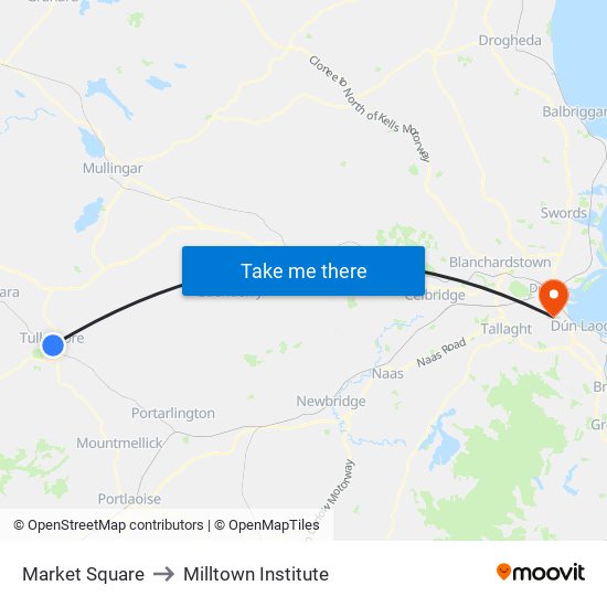 Market Square to Milltown Institute map