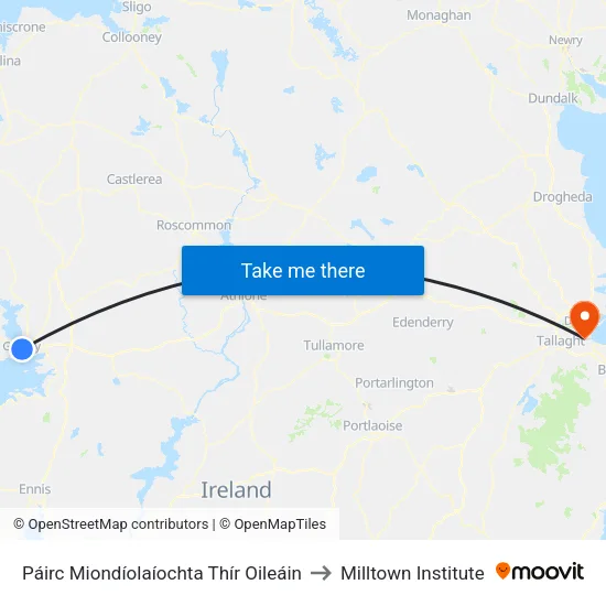 Páirc Miondíolaíochta Thír Oileáin to Milltown Institute map
