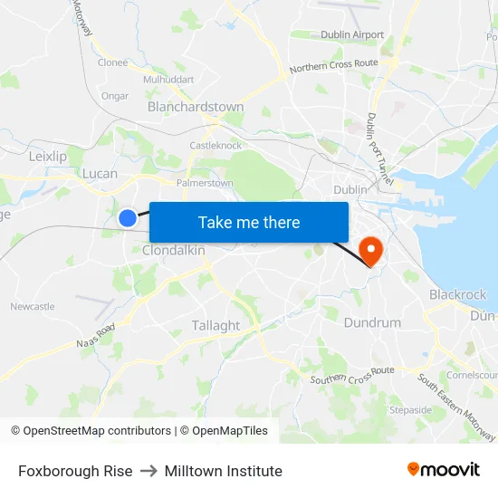 Foxborough Rise to Milltown Institute map
