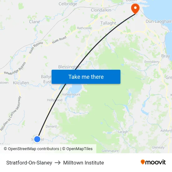 Stratford-On-Slaney to Milltown Institute map