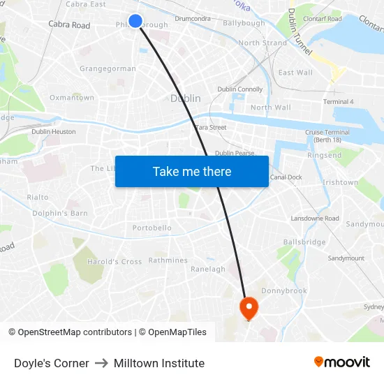 Doyle's Corner to Milltown Institute map