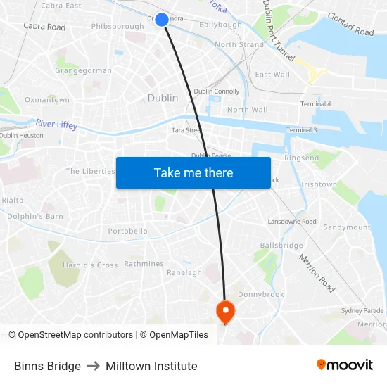 Binns Bridge to Milltown Institute map