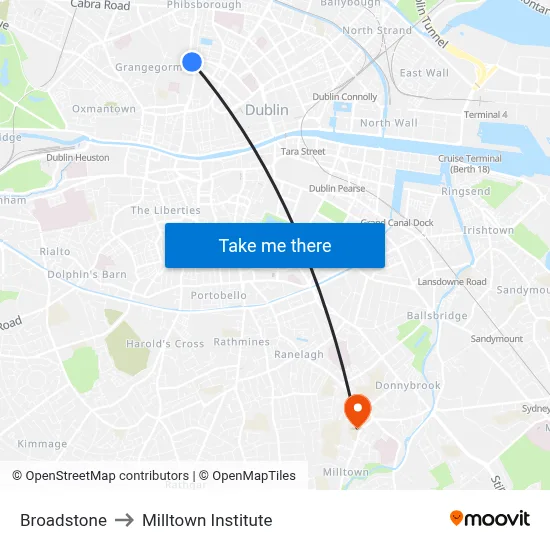 Broadstone to Milltown Institute map