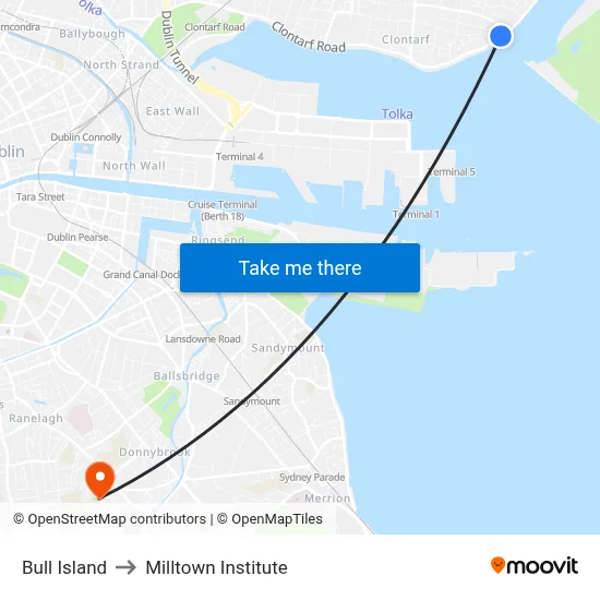 Bull Island to Milltown Institute map