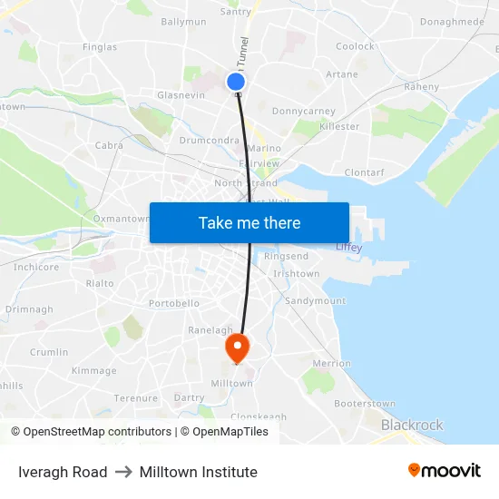 Iveragh Road to Milltown Institute map