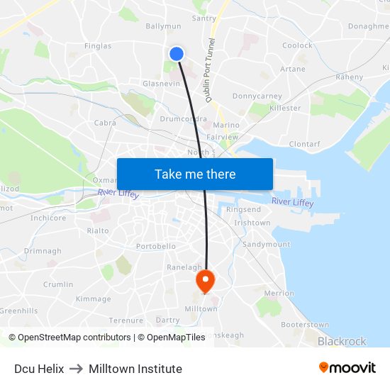 Dcu Helix to Milltown Institute map