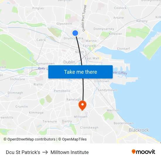 Dcu St Patrick's to Milltown Institute map