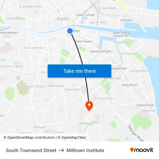 South Townsend Street to Milltown Institute map